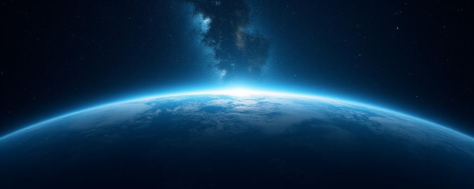 지구에서 보이는 별들과 그 위를 떠다니는 인공위성, 우주의 경이로움을 상징합니다.